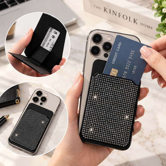 Rhinestone Phone Card Holder Wallet