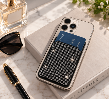 Rhinestone Phone Card Holder Wallet