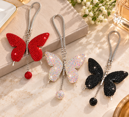 Rhinestone Butterfly Car Rearview Mirror Charm
